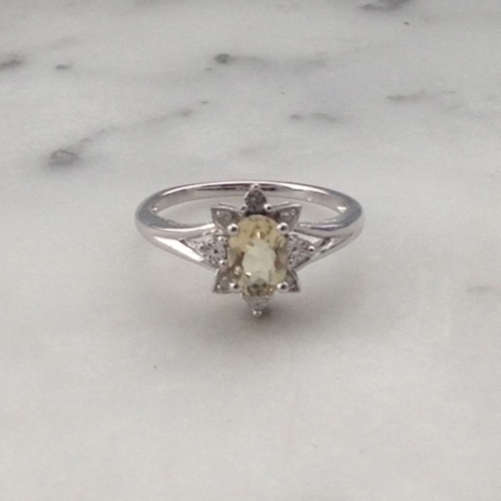Genuine Diamond Lemon Quartz Ring